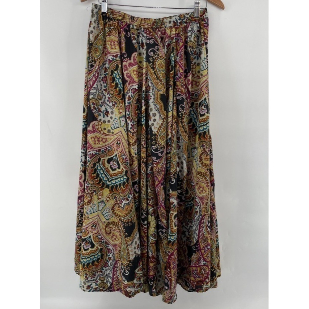 Maxi Skirt M Circle‎ 90s Grunge Whimsigoth Moody Witchy Satin Artsy Paisley 39"L